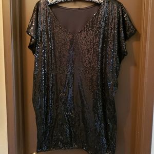 Twenty one V-Neck Black Sequin Top